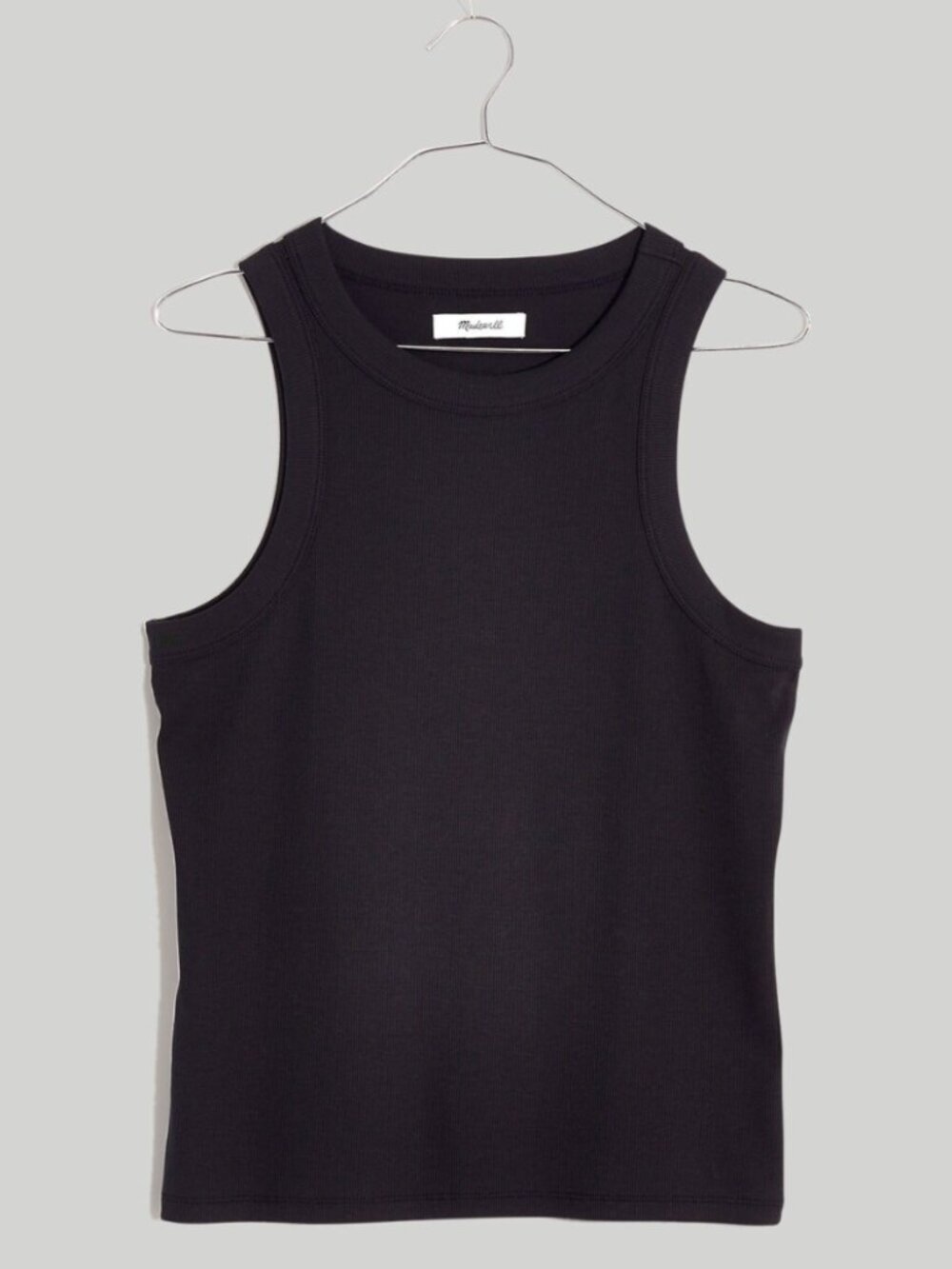 Madewell Supima® Rib Cutaway Tank in True Black Sz M